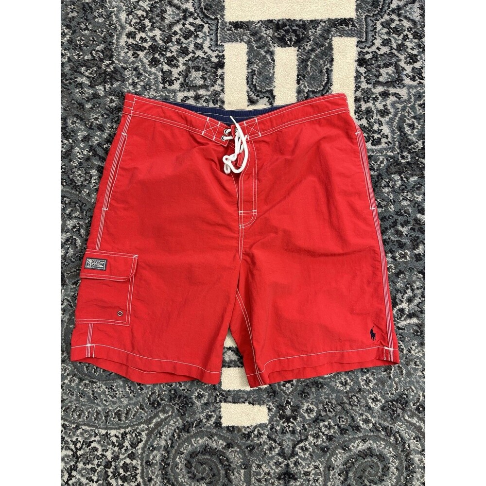 Polo Ralph Lauren Swim Trunks Mens Red  S Cargo Board Short Built-in Brief XL